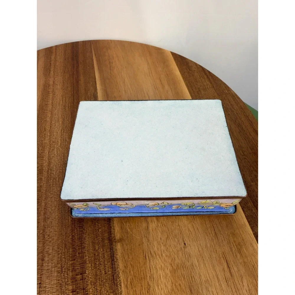 Vintage Sheep Pull Toy Folk Art Trinket Box -Whimsical Enamelware Jewelry Box